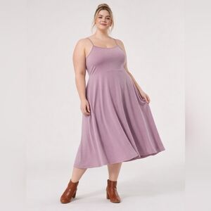 Pact Organic Cotton Lilac Purple Fit & Flare Strappy Midi Dress With Pockets XXL